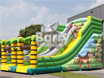 Hot Sale Jungle World Slide , Elephant Head Dry Slide Inflatable BY-DS-056